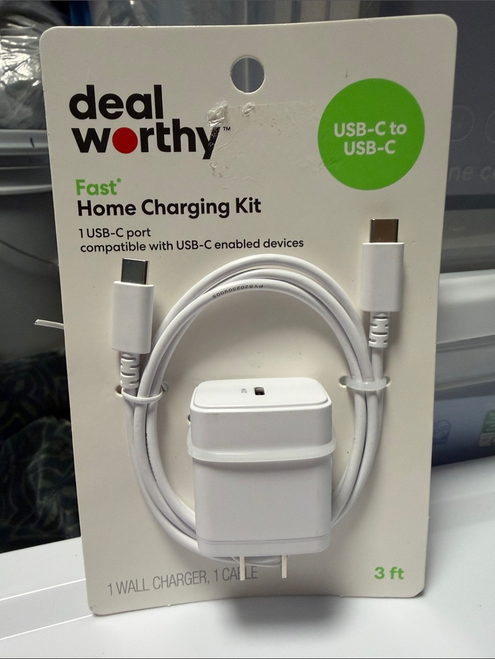 White USB-C to USB-C Home Charging Kit